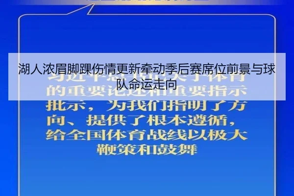 湖人浓眉脚踝伤情更新牵动季后赛席位前景与球队命运走向